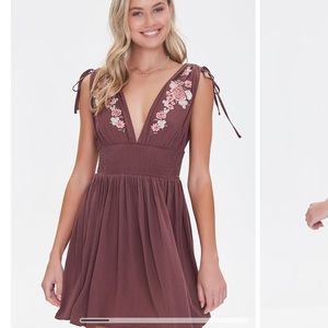 Flower embroidered mini dress